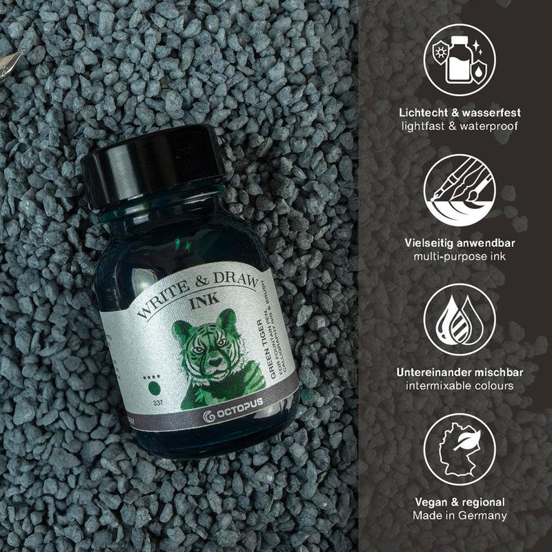 Octopus Fluids Write and Draw Ink 337 Green Tiger 50ml - Office Connect 2018