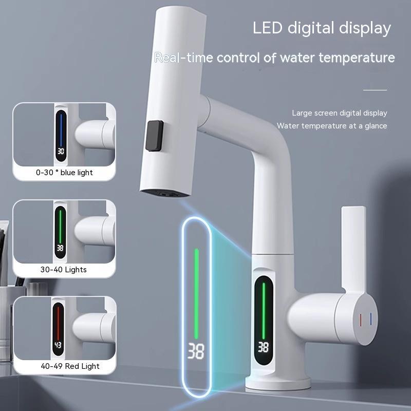 Intelligent Digital Display Faucet Pull-out Basin Faucet Temperature Digital Display Rotation - Office Connect 2018