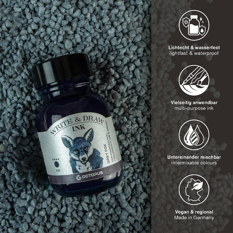 Octopus Fluids Write and Draw Ink 356 Grey Fox 50ml - Office Connect 2018