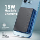 PROMATE 5000mAh Power Bank with Transparent Magsafe 15W Wireless Charging. Supports 20W Power Delivery. Includes 1x USB-C In/Out, 1x USB-A Ports. Carbon Fiber Design Charge 3x Devices. Blue Colour. - Office Connect 2018