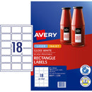 Avery Label L7109 Rectangular White Glossy 18up 10 Sheets 62x42mm - Office Connect 2018