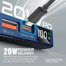 PROMATE 5000mAh Power Bank with Transparent Magsafe 15W Wireless Charging. Supports 20W Power Delivery. Includes 1x USB-C In/Out, 1x USB-A Ports. Carbon Fiber Design Charge 3x Devices. Blue Colour. - Office Connect 2018