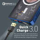 PROMATE 5000mAh Power Bank with Transparent Magsafe 15W Wireless Charging. Supports 20W Power Delivery. Includes 1x USB-C In/Out, 1x USB-A Ports. Carbon Fiber Design Charge 3x Devices. Blue Colour. - Office Connect 2018