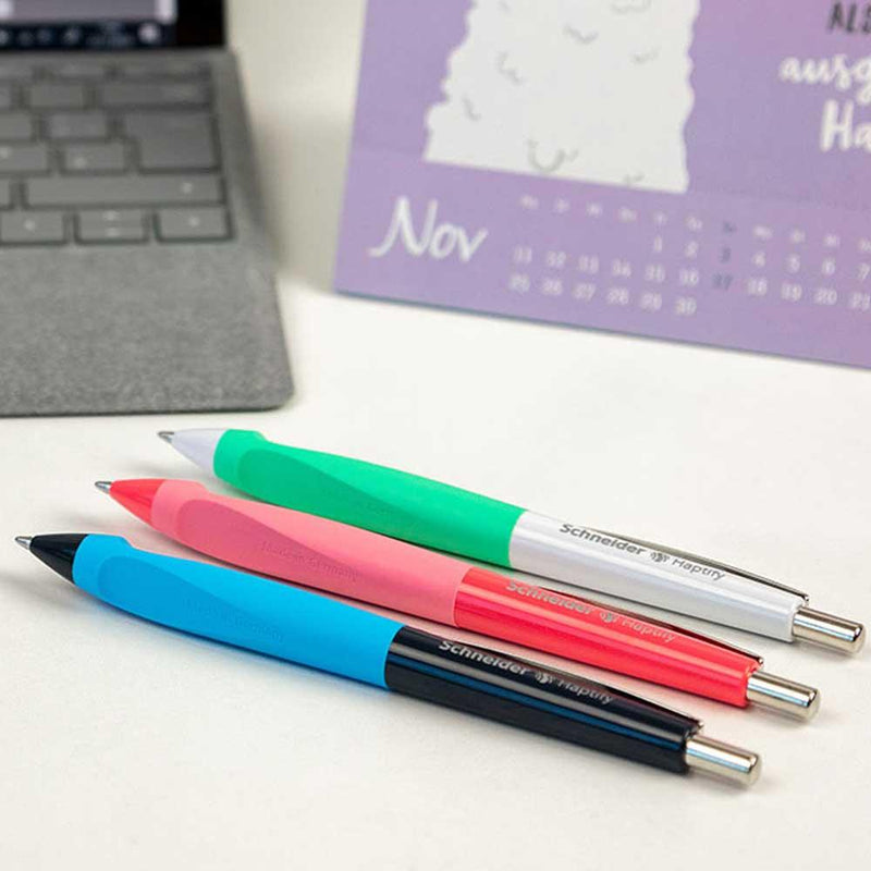 Schneider Ballpoint Pen Haptify Medium Blue Ink White/Mint Barrel - Office Connect 2018