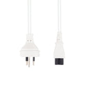 DYNAMIX 2M 3-Pin to C5 Clover Shaped Female Connector 7.5A. SAA approved Power Cord. 0.75mm copper core. WHITE Colour. - Office Connect 2018