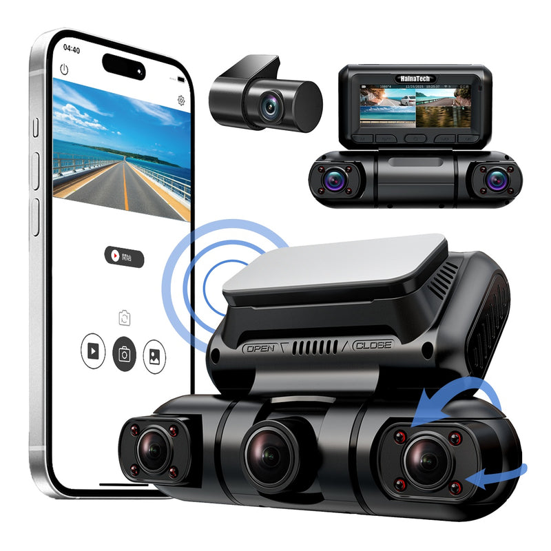 Hainatech 360 Degree View 4 Channel Dash Cam Front And Rear Inside Left Right, Dash Camera For Cars, Built-in GPS WiFi Night Vision, 24  7 Recording Parking Mode Monitor, Free 128G Card - Office Connect 2018