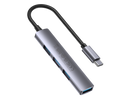 UNITEK 4-in-1 USB Multi-port Ultra Slim Hub with USB-C Connector. Includes 1x USB3.0 Port & 3x USB2.0 Ports. 30cm Cable. Space Grey - Office Connect 2018
