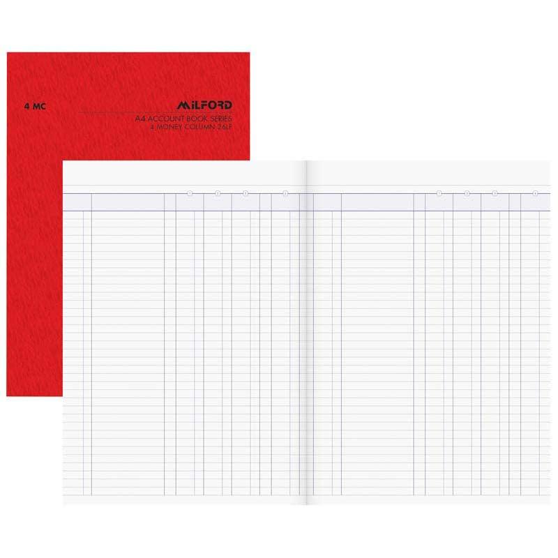 Milford A4 4 Money Column 26 Leaf Limp Account Book - Office Connect 2018