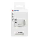 Verbatim Essentials USB Charger Dual Port 3.4A White - Office Connect 2018