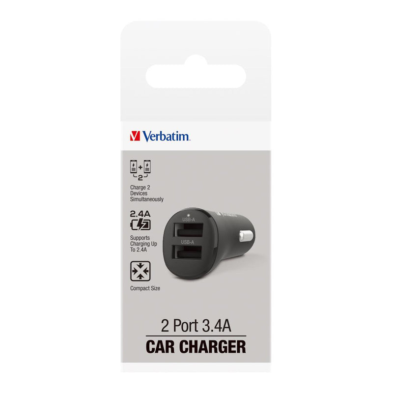 Verbatim Essentials Car Charger Dual Port 3.4A Black - Office Connect 2018