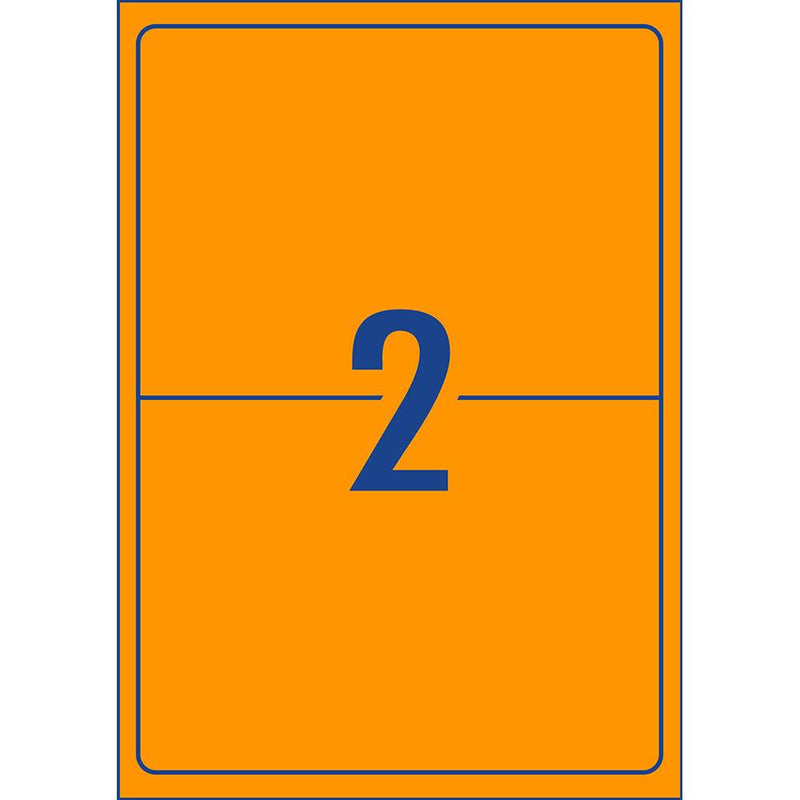 Avery Shipping Label L7168FO Fluoro Orange Laser 199.6x143.5mm 2 Up 10 Shts - Office Connect 2018