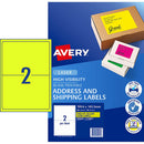 Avery Shipping Label L7168FY Fluoro Yellow Laser 199.6x143.5mm 2up 10 Shts - Office Connect 2018
