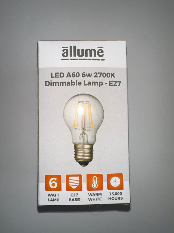 Allume LED A60 6W 2700K Dimmable Lamp - E27/B22 - Office Connect 2018