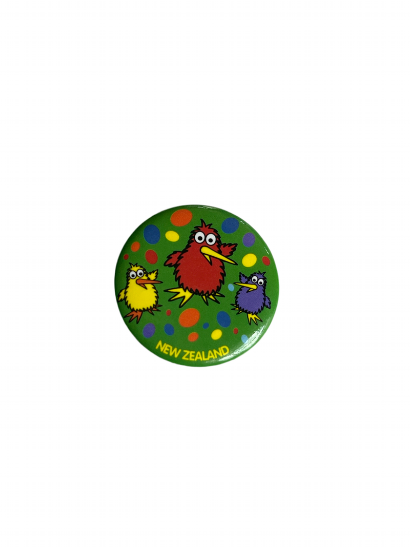 Pack of 6 Colorful Kiwi Bird Badges (30mm)