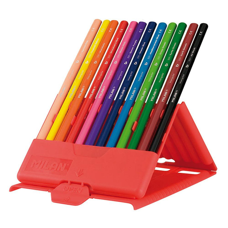 Milan Flexibox Coloured Pencils Triangular Pack 12 Assorted Colours - Office Connect 2018