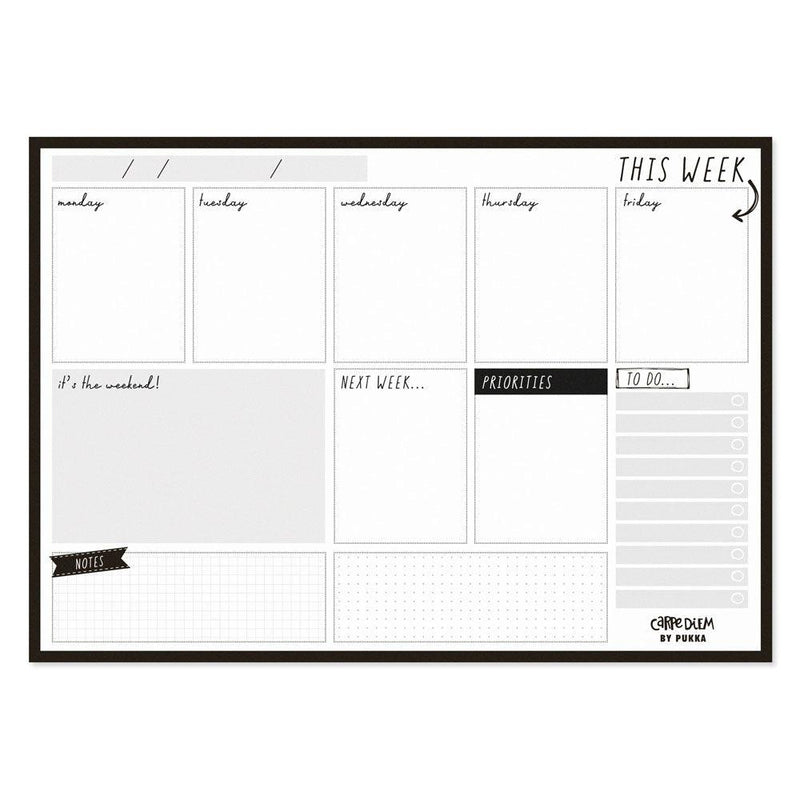 Pukka Carpe Diem Weekly Planner Pad Black - Office Connect 2018