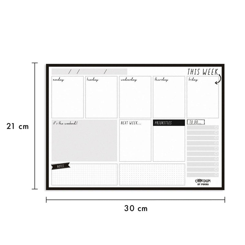 Pukka Carpe Diem Weekly Planner Pad Black - Office Connect 2018