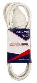 DYNAMIX 2M 240v 10A Standard Duty Power Extension Lead (3 Core 1.0mm). White Colour - Office Connect 2018