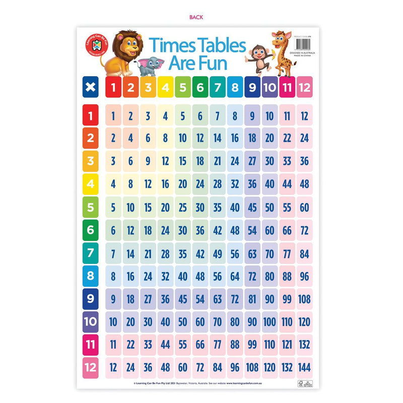 LCBF Wall Chart Times Tables Are Fun Poster - Office Connect 2018