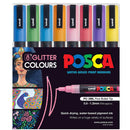 Uni Posca Marker 0.9-1.3mm Fine 8 Pack Glitter PC-3M - Office Connect 2018
