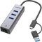 UNITEK 4-in-1 USB Multi-port Hub with 2-in-1 Connectors (USB-C & USB-A). Includes 3x USB-A 3.0 Ports, 1x Gigabit Ethernet RJ45 Port, Plug & Play. AluminiumIn Alloy Housing. Space Grey Colour. - Office Connect 2018