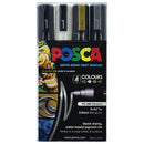 Uni Posca Marker 1.8-2.5mm Med Bullet 4 Pack Black White Gold Silver PC-5M - Office Connect 2018