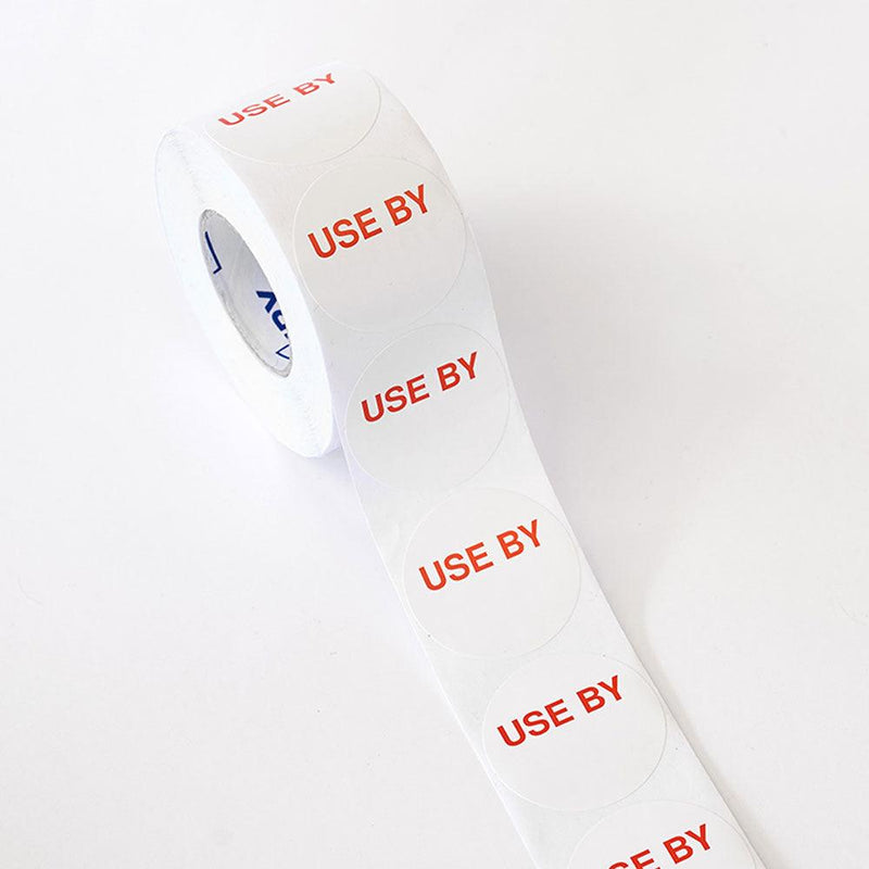 Avery Labels Use By Round 40mm White Red 500 Roll - Office Connect 2018