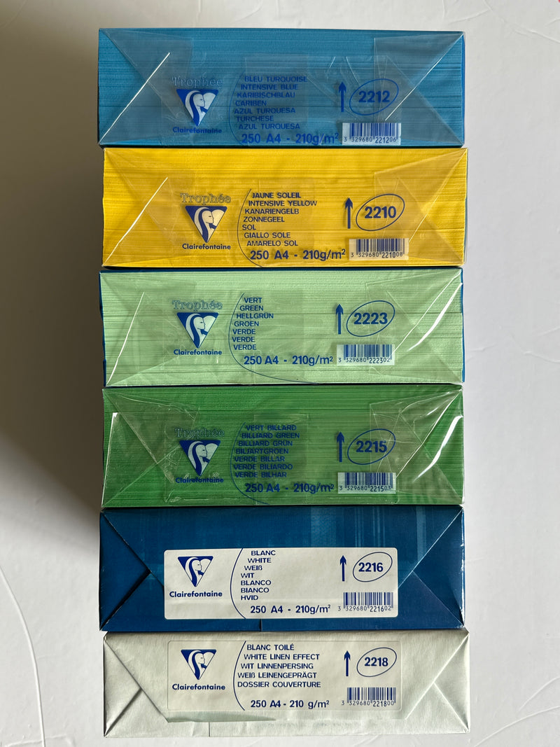 Clairefontaine Trophée A4 Paper (210 GSM, 250 Sheets) - Available in Various Colors