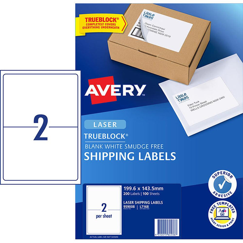 Avery Label L7168-100 2up 100 Sheets Laser 199x143mm - Office Connect 2018