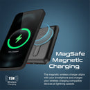 PROMATE 10000mAh Magnetic Qi 15W Wireless Charging Power Bank. USB-C Input, USB-C (20W PD) & USB-A Ports. MagSafe Case Compatible. Portrait/Landscape Kick Stand. Multi Device Charging. Black