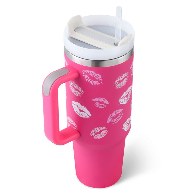 40 Oz Tumbler With Handle Straw Insulated, Stainless Steel Spill Proof Vacuum Coffee Cup Tumbler With Lid Tapered Mug Gifts For Valentine Lover Suitable For Car Gym Office Travel - Office Connect 2018