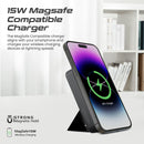 PROMATE 10000mAh Dual Charging Magsafe Wireless PowerBank. Perfect for iPhone, Watch, Airpods. 15W Magsafe Charger. 2.5W Apple Watch Charger. USB-C Port. 20W PD. Slim & Compact. Black Colour.