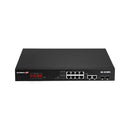 EDIMAX 12-Port Surveillance Long Range Gigabit PoE+ Web Smart Switch with 2 Gigabit RJ45 & 2 SFP Ports. Max Power Budget 110W. Supports PoE up to 200m. IEEE 802.3af/at PoE Compliant. IP Surveillance VLAN - Office Connect 2018