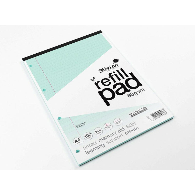 Silvine Tinted Refill Pad A4 8mm Lined with Margin 100 Pages Blue - Office Connect 2018