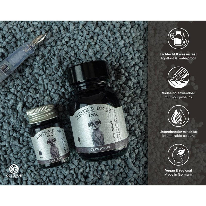 Octopus Fluids Write and Draw Ink 465 Grey Merkat 50ml - Office Connect 2018