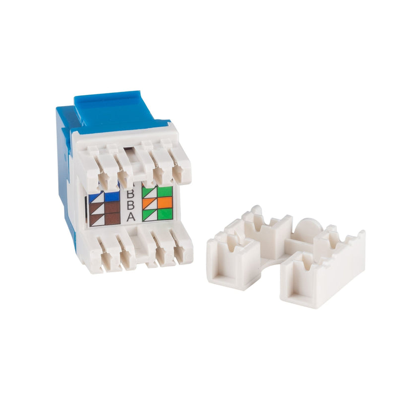 DYNAMIX Cat6 BLUE Keystone RJ45 Jack for 110 Face Plate. T568A/ T568B Wiring. 180 Slimline Jack.