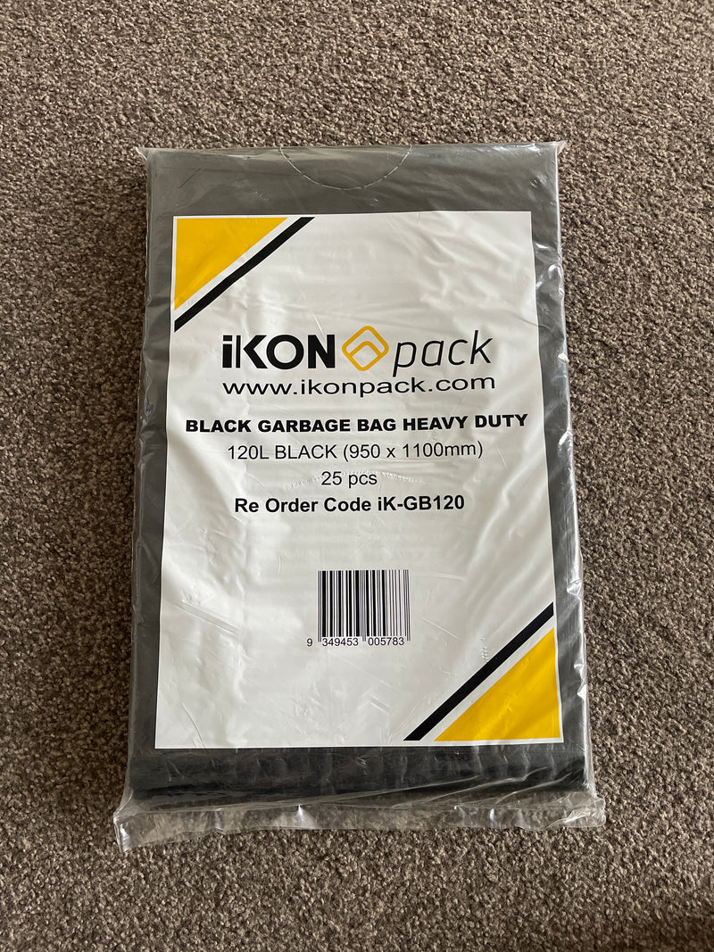 Black 120L (950x1100mm)heavy duty garbage bag,25 pieces - Office Connect 2018