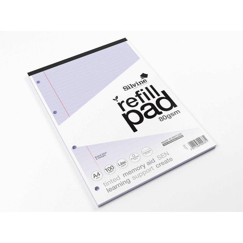 Silvine Tinted Refill Pad A4 8mm Lined with Margin 100 Pages Violet - Office Connect 2018