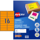 Avery Shipping Label L7162FO Fluoro Orange Laser 99.1x34mm 16up 25 Sheets - Office Connect 2018