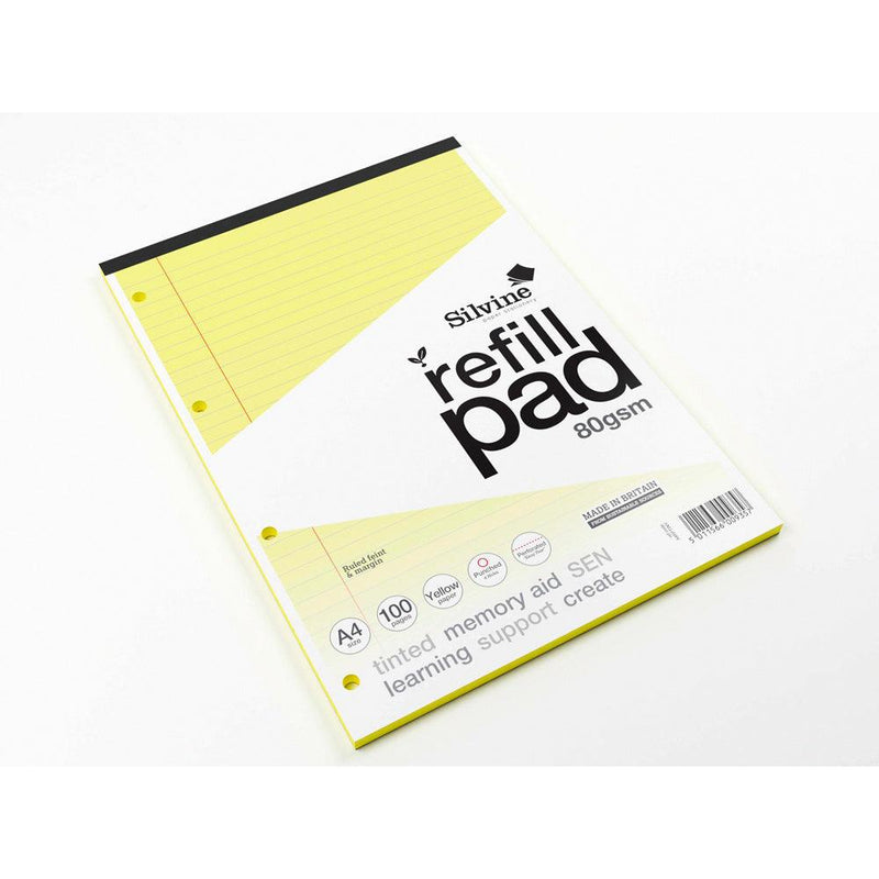 Silvine Tinted Refill Pad A4 8mm Lined with Margin 100 Pages Yellow - Office Connect 2018