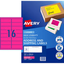Avery Shipping Label L7162FP Fluoro Pink Laser 99.1x34mm 16up 25 Sheets - Office Connect 2018