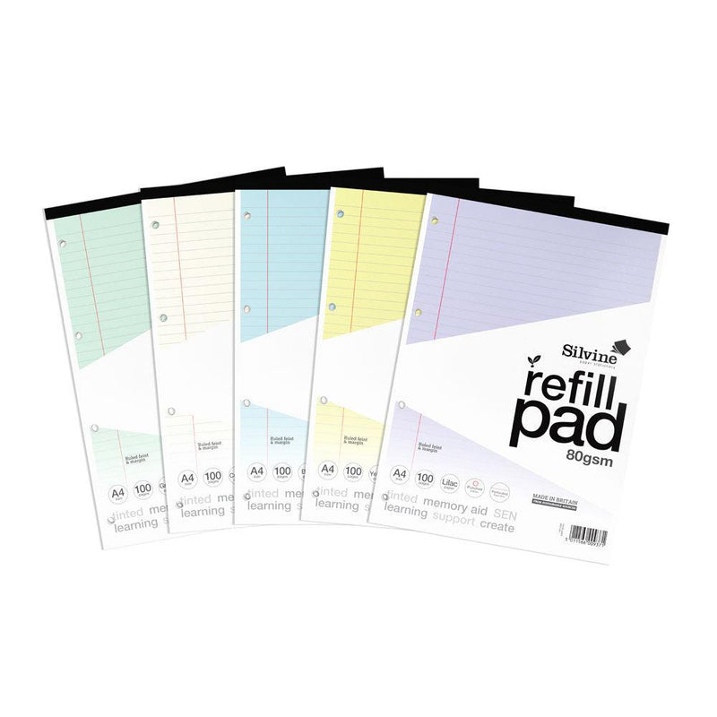 Silvine Tinted Refill Pad A4 8mm Lined with Margin 100 Pages Yellow - Office Connect 2018