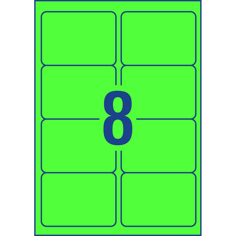 Avery Shipping Label L7165FG Fluoro Green 99.1x67.7mm 8up 25 Sheets - Office Connect 2018