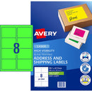 Avery Shipping Label L7165FG Fluoro Green 99.1x67.7mm 8up 25 Sheets - Office Connect 2018
