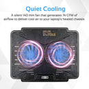 PROMATE Laptop Cooling Pad with Silent Fan. Adjust height. 2x High- performance 140mm fans. USB powered. Colour Black - Office Connect 2018