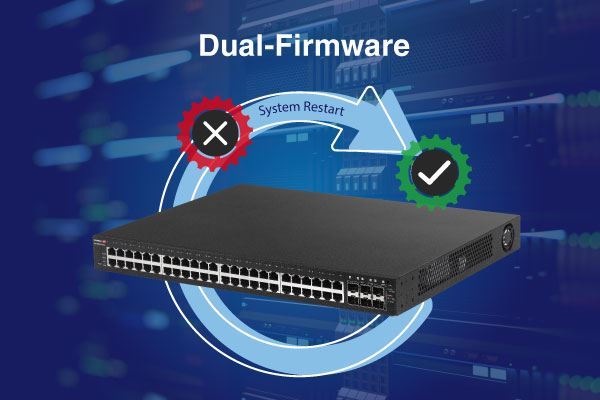 EDIMAX 54-Port Gigabit PoE+ Long Range Web Smart Switch. 48 Gigabit Ethernet PoE+ Ports and 6 10GbE SFP+ Ports. PoE up to 200m at 10Mps. Supports up to 30W per Port.