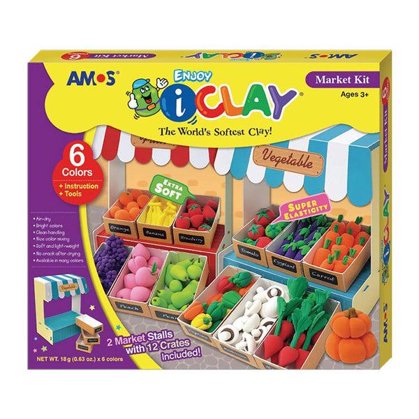 Amos i-Clay Modelling Clay Kit Market Stall 18g x 6 pieces - Office Connect 2018
