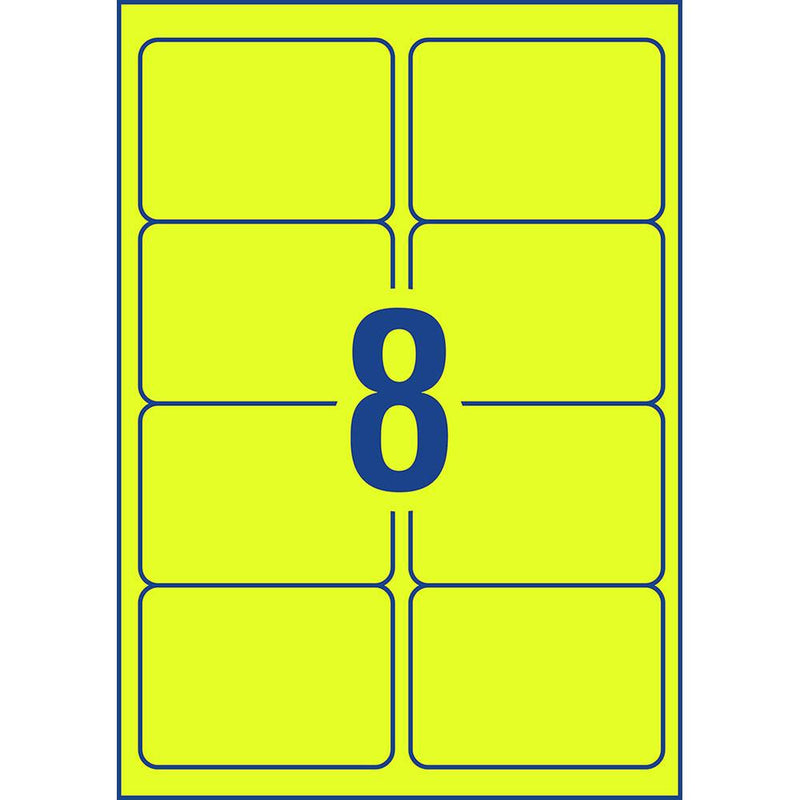 Avery Shipping Label L7165FY Fluoro Yellow 99.1x67.7mm 8up 25 Sheets - Office Connect 2018