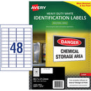 Avery Heavy Duty ID Label L4778 White Laser 45.7x21.2mm 48up 25 Sheets - Office Connect 2018