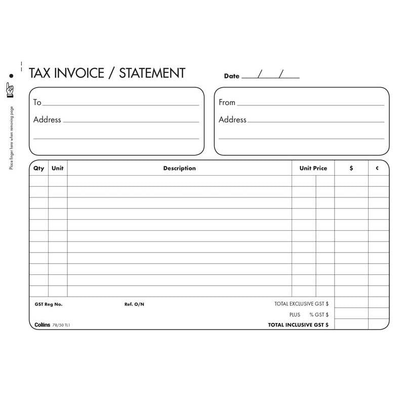 Collins Tax Invoice 78/50TL1 Triplicate No Carbon Required - Office Connect 2018